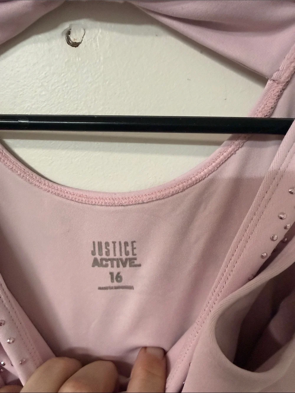 Justice Light Pink Rhinestone Tank Leotard